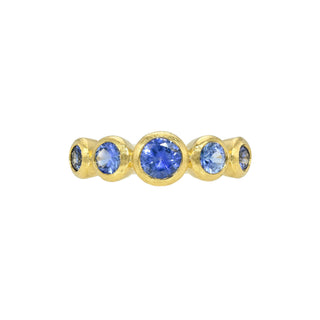 Blue Sapphire Bubble Ring Yellow Gold 14K 3 by Logan Hollowell Jewelry