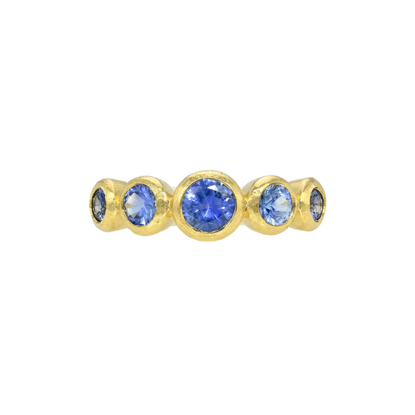 Blue Sapphire Bubble Ring 14K Yellow Gold 3 by Logan Hollowell Jewelry