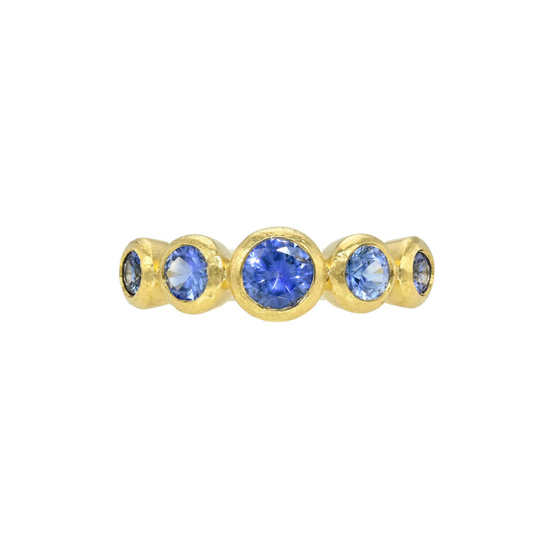 Blue Sapphire Bubble Ring Yellow Gold 14K 3 by Logan Hollowell Jewelry