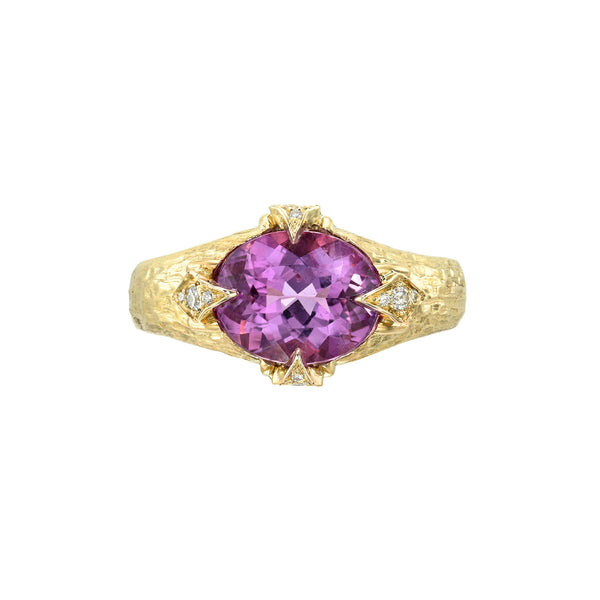 Queen 2.0 Rubellite Ring Yellow Gold 3 by Logan Hollowell Jewelry