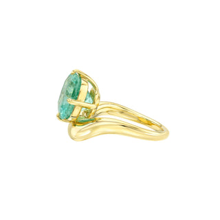 Floating Enigma Emerald Cushion Ring by Logan Hollowell Jewelry