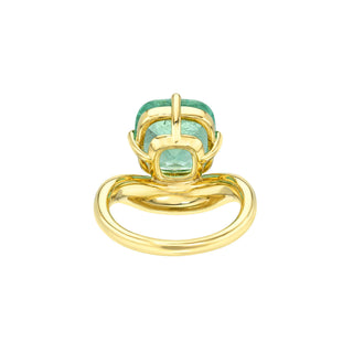 Floating Enigma Emerald Cushion Ring by Logan Hollowell Jewelry