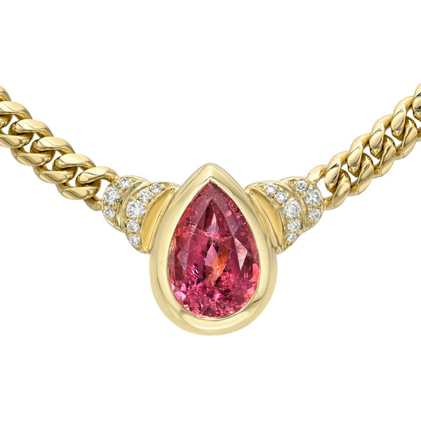 Pear Rubellite Maison Rose Necklace by Logan Hollowell Jewelry