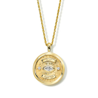 Solid 11:11 Angel Eye Coin Pendant Yellow Gold 16" by Logan Hollowell Jewelry