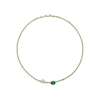 Petite Lovers Duet Diamond and Emerald Chain Necklace by Logan Hollowell Jewelry