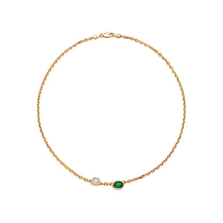Petite Lovers Duet Diamond and Emerald Chain Necklace by Logan Hollowell Jewelry