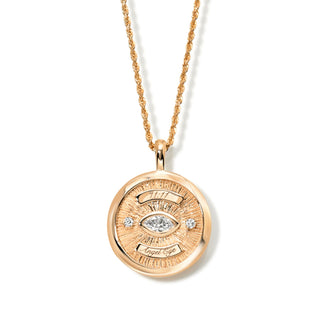 Solid 11:11 Angel Eye Coin Pendant Rose Gold 16" by Logan Hollowell Jewelry