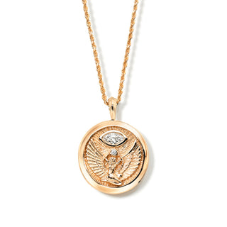 Solid Isis Coin Pendant Rose Gold 16" by Logan Hollowell Jewelry