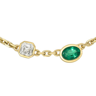 Petite Lovers Duet Diamond and Emerald Chain Necklace by Logan Hollowell Jewelry