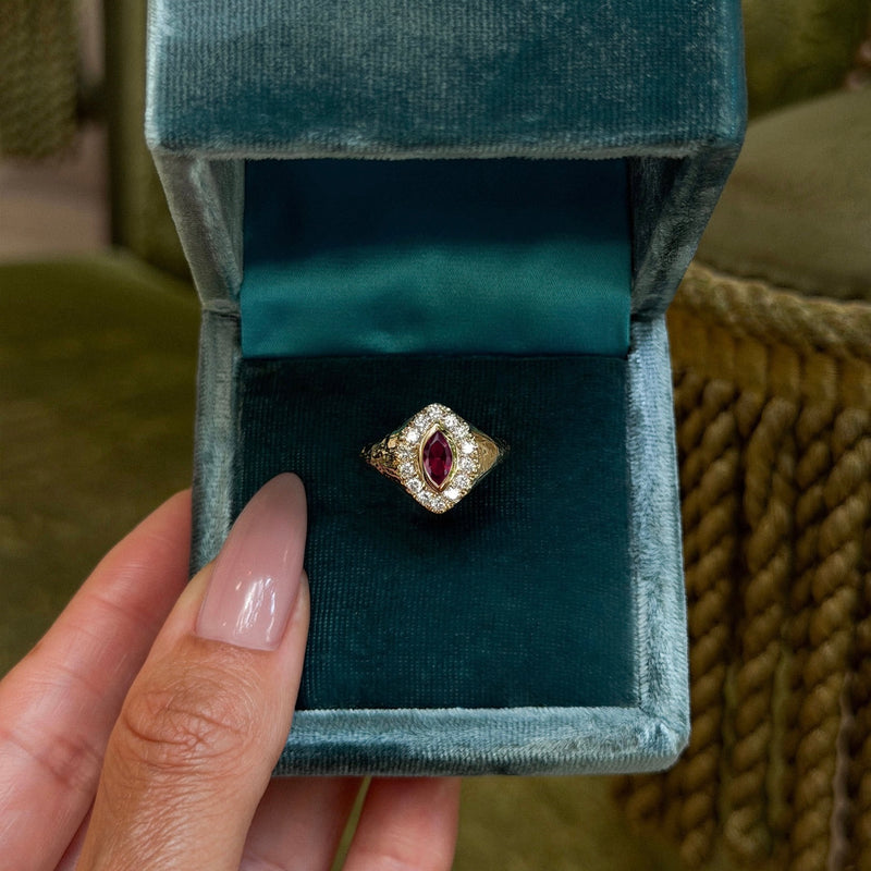 Passion Queen Signet Garnet Ring by Logan Hollowell Jewelry