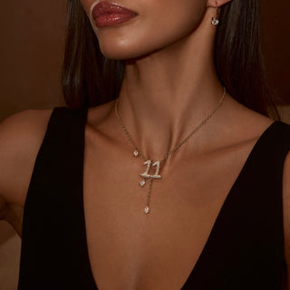 11 Pavé Diamond Numerology Necklace by Logan Hollowell Jewelry
