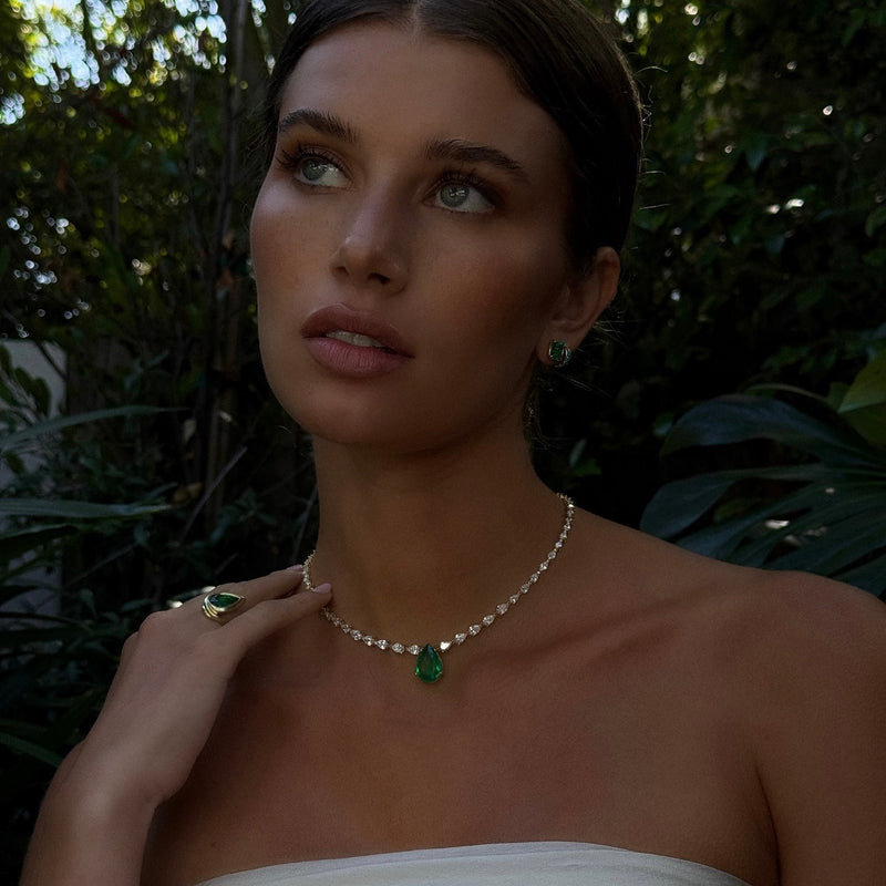 Emerald & Diamond Necklace by Logan Hollowell Jewelry