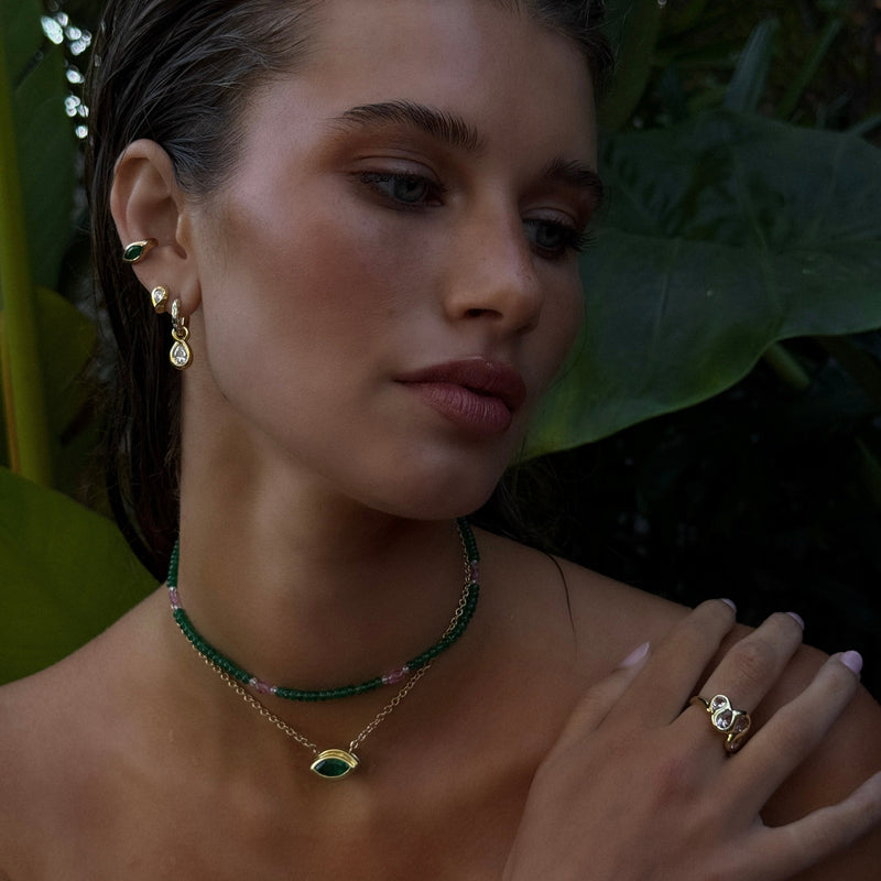 Enigma Angel Eye Marquise Emerald Pendant by Logan Hollowell Jewelry