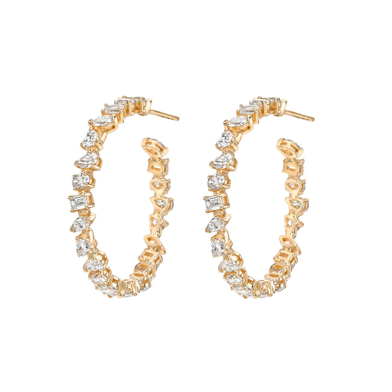 Petite Fortuna Diamond Hoops Rose Gold by Logan Hollowell Jewelry