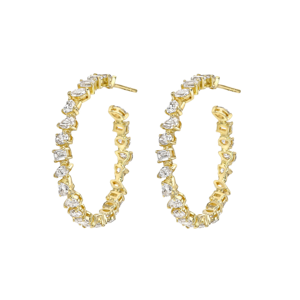 Petite Fortuna Diamond Hoops Yellow Gold by Logan Hollowell Jewelry