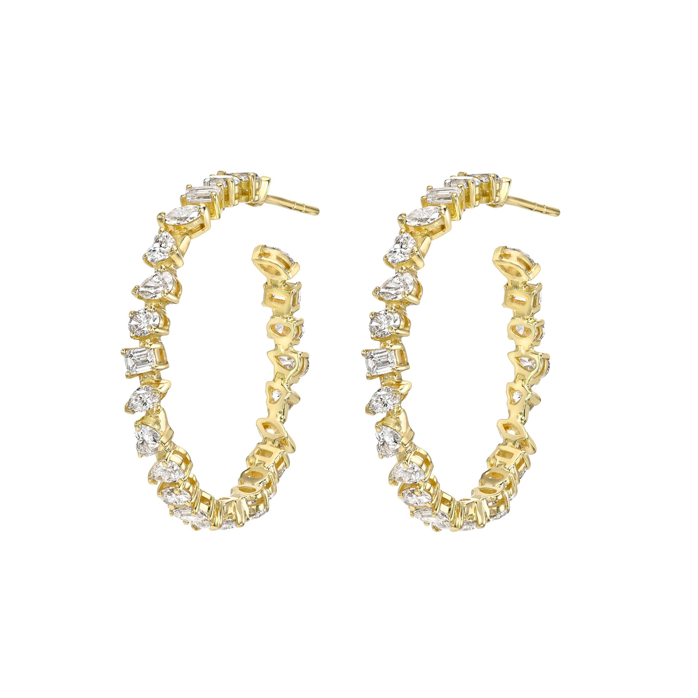 Petite Fortuna Diamond Hoops Yellow Gold by Logan Hollowell Jewelry