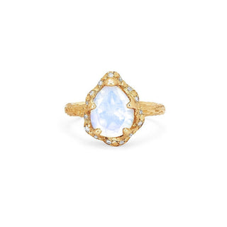 Baby Queen Water Drop Moonstone Ring with Sprinkled Diamonds | Ready to Ship Yellow Gold 5.5  by Logan Hollowell Jewelry