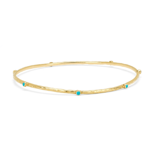 7 Turquoise Hammered Bangle | Ready to Ship Yellow Gold   by Logan Hollowell Jewelry