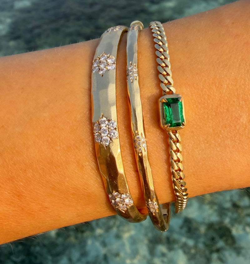 Emerald Cut Emerald Cuban Bracelet by Logan Hollowell Jewelry