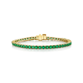 Emerald Tennis Bracelet | Ready to Ship 6.5" Yellow Gold  by Logan Hollowell Jewelry