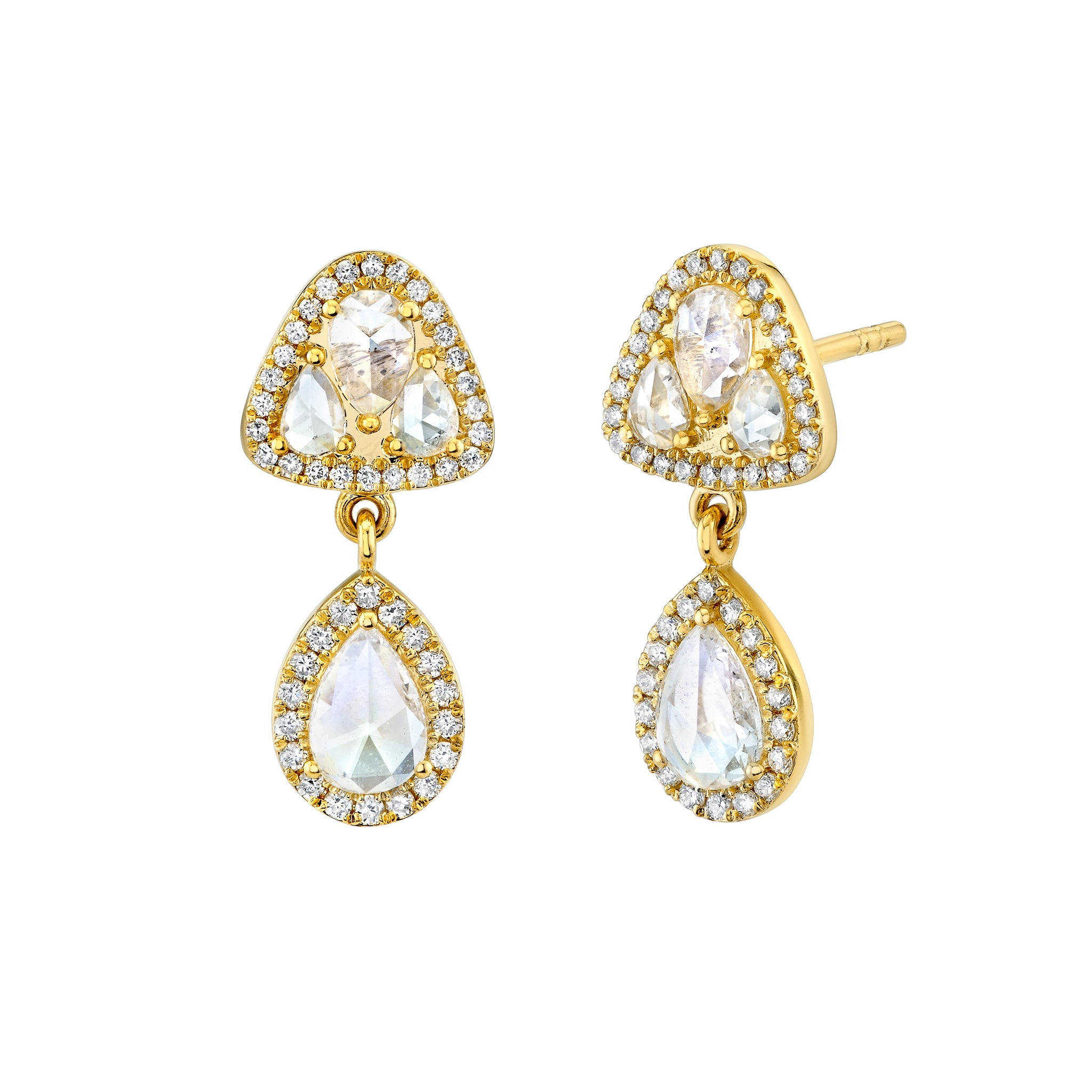 Eau De Rose Cut Mushroom Studs Yellow Gold   by Logan Hollowell Jewelry