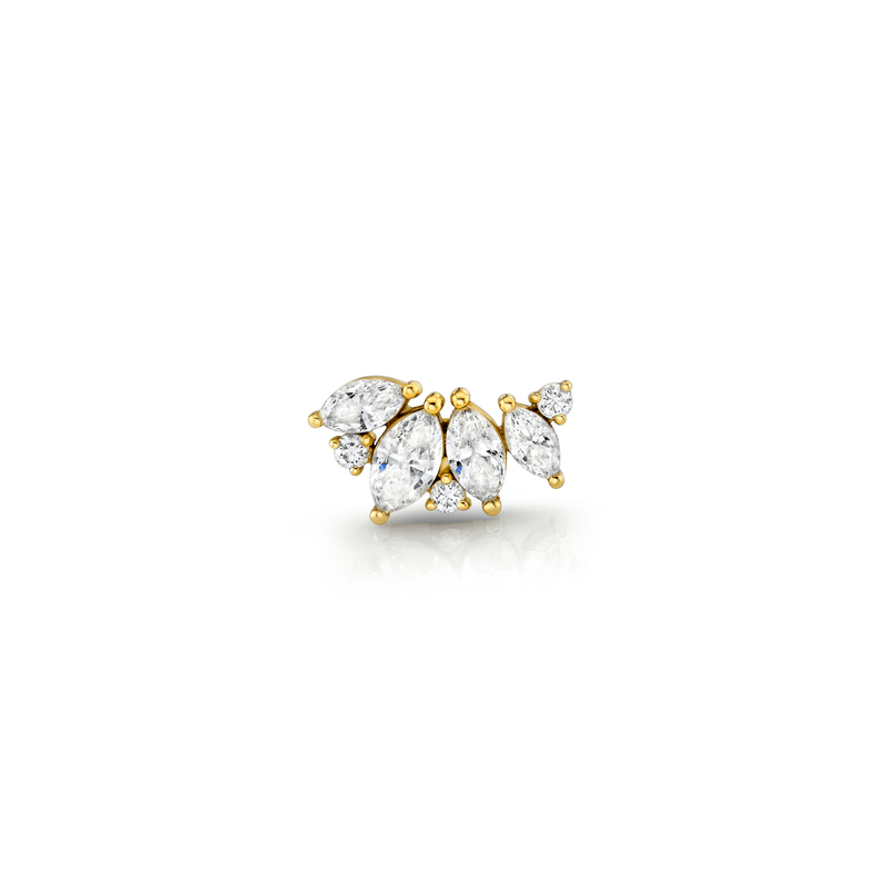 Marquise Angel Wing Studs Yellow Gold Single Left by Logan Hollowell Jewelry