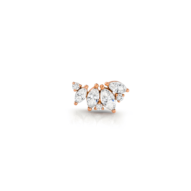 Marquise Angel Wing Studs Rose Gold Single Right by Logan Hollowell Jewelry