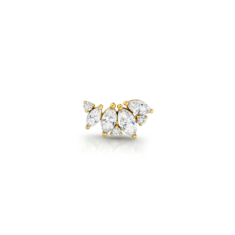 Marquise Angel Wing Studs Yellow Gold Single Right by Logan Hollowell Jewelry