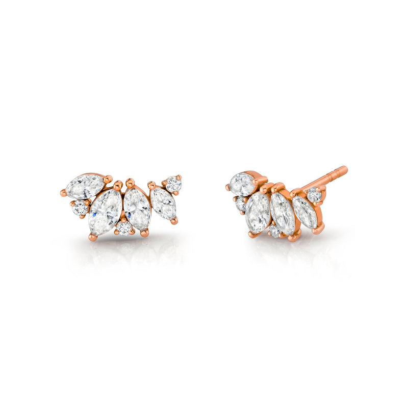 Marquise Angel Wing Studs Rose Gold Pair by Logan Hollowell Jewelry