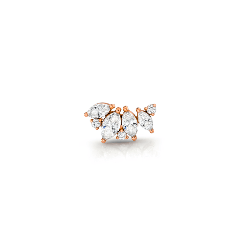 Marquise Angel Wing Studs Rose Gold Single Left by Logan Hollowell Jewelry