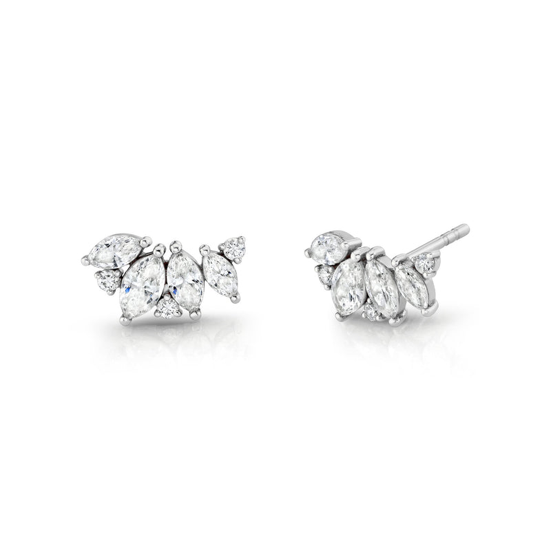 Marquise Angel Wing Studs White Gold Pair by Logan Hollowell Jewelry