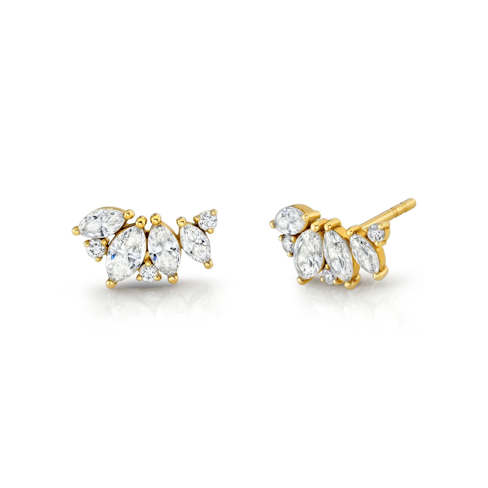 Marquise Angel Wing Studs Yellow Gold Pair by Logan Hollowell Jewelry