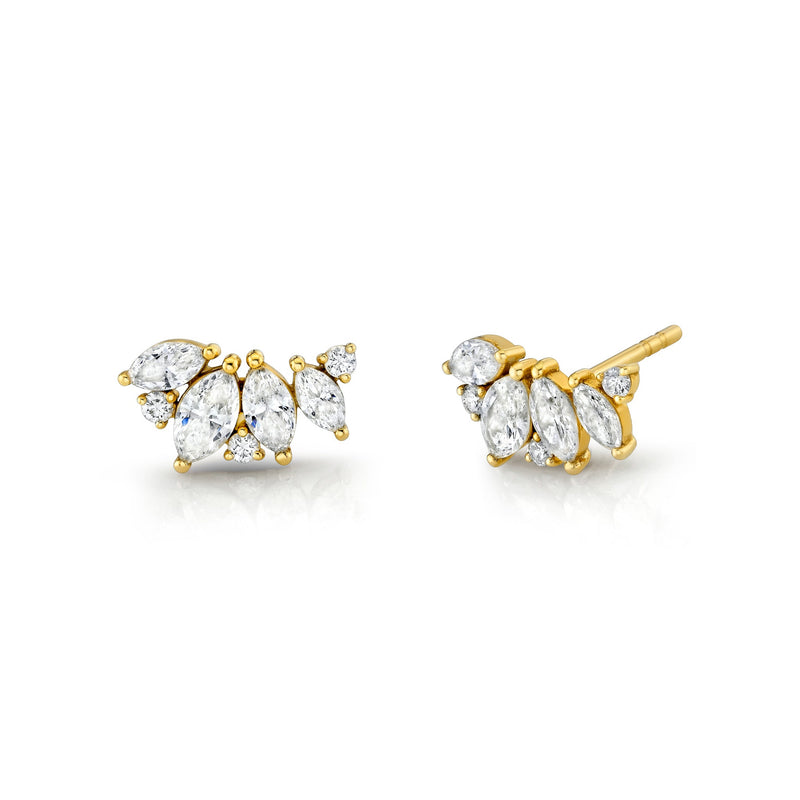 Marquise Angel Wing Studs Yellow Gold Pair by Logan Hollowell Jewelry