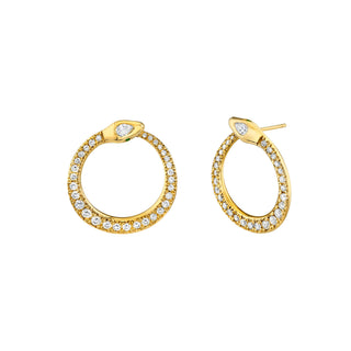Graduated French Pave Kundalini Hoop Studs Yellow Gold   by Logan Hollowell Jewelry