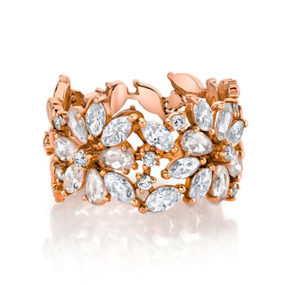 Eternal Jardin Rose Cut Fancy Diamond Flower Ring 3 Rose Gold  by Logan Hollowell Jewelry