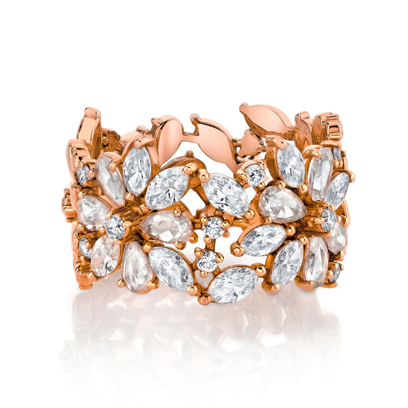 Eternal Jardin Rose Cut Fancy Diamond Flower Ring by Logan Hollowell Jewelry