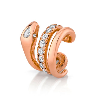 Triple Kundalini French Pave Diamond Ear Cuff Rose Gold   by Logan Hollowell Jewelry