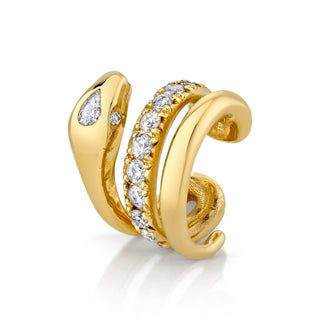 Triple Kundalini French Pave Diamond Ear Cuff Yellow Gold   by Logan Hollowell Jewelry