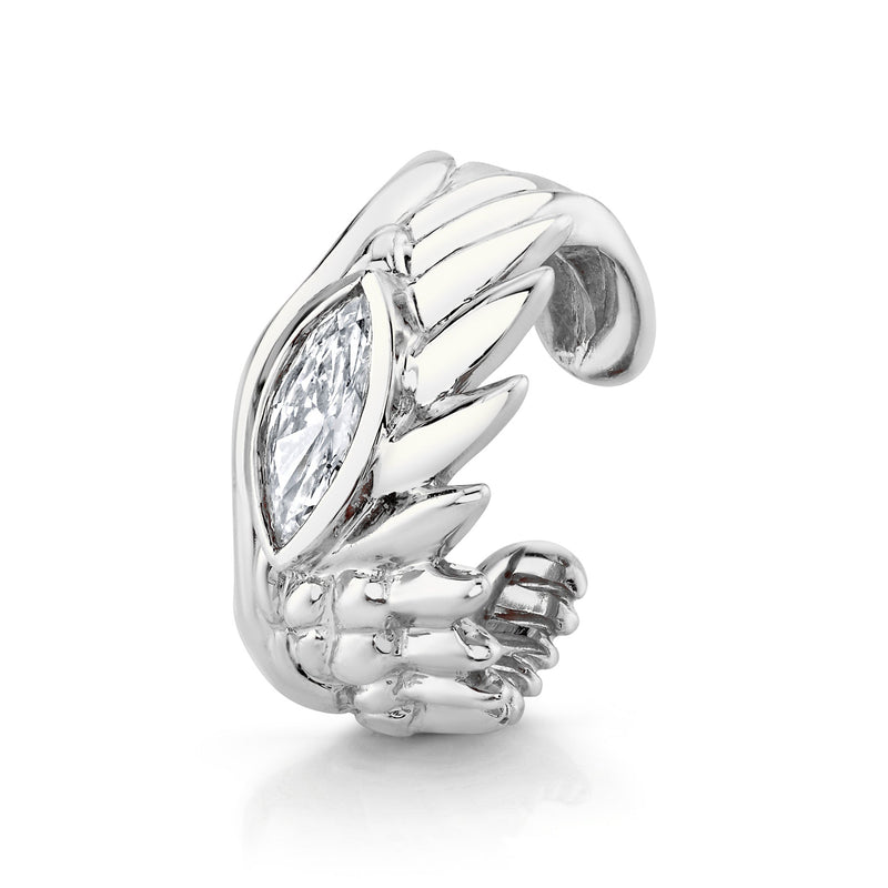 Diamond Angel Eye Wing Ear Cuff White Gold   by Logan Hollowell Jewelry