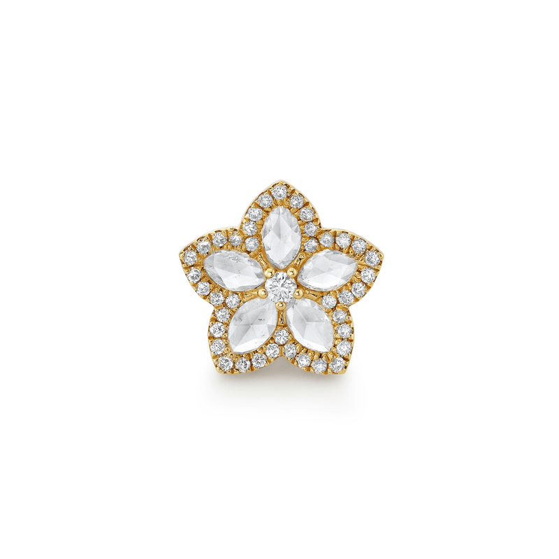 Eternal Jardin Rose Cut Marquise Diamond Flower Studs by Logan Hollowell Jewelry