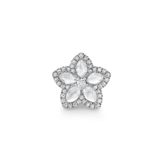 Eternal Jardin Rose Cut Marquise Diamond Flower Studs White Gold Single  by Logan Hollowell Jewelry