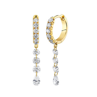 Four Pierced Diamond Dangle Hoops Yellow Gold Pair  by Logan Hollowell Jewelry