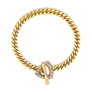 Pavé Diamond Trillion Toggle Bracelet 6.5" Yellow Gold  by Logan Hollowell Jewelry