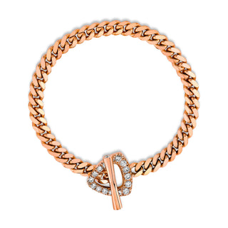 Pavé Diamond Trillion Toggle Bracelet 6.5" Rose Gold  by Logan Hollowell Jewelry