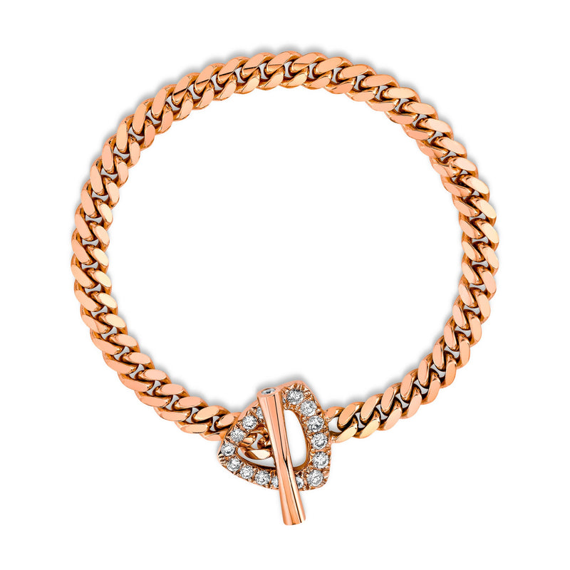 Pavé Diamond Trillion Toggle Bracelet 6.5" Rose Gold  by Logan Hollowell Jewelry