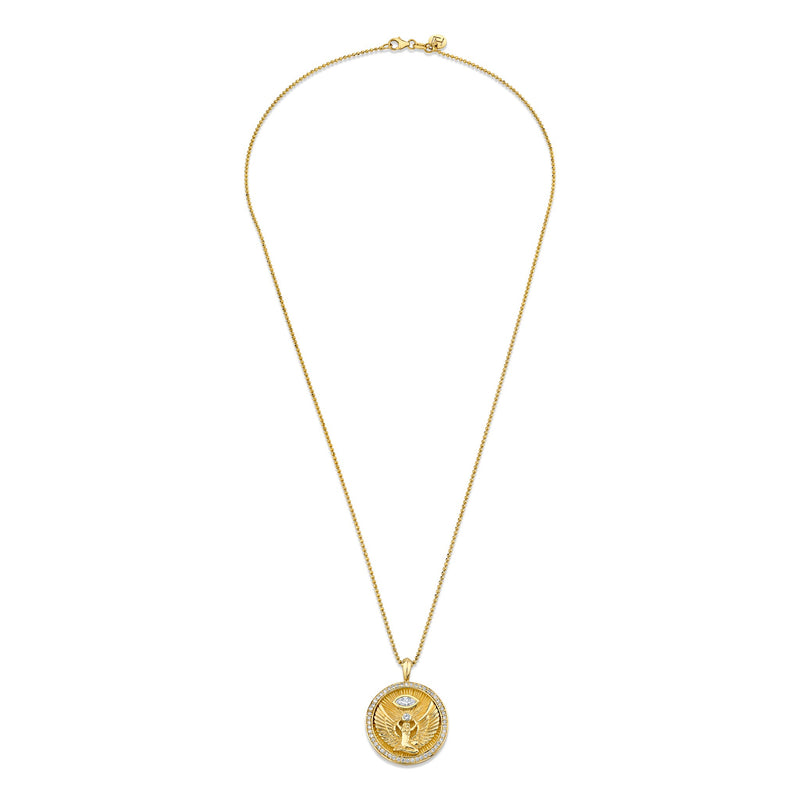 Isis Diamond Pavé Halo Coin Pendant | Ready to Ship by Logan Hollowell Jewelry
