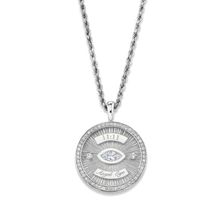 11:11 Angel Eye Coin Pendant White Gold 14k 16" by Logan Hollowell Jewelry