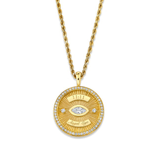 11:11 Angel Eye Coin Pendant Yellow Gold 14k 16" by Logan Hollowell Jewelry