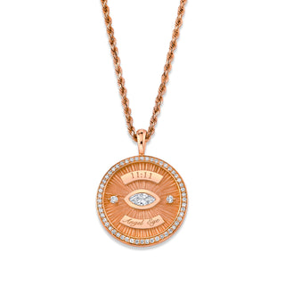 11:11 Angel Eye Coin Pendant Rose Gold 14k 16" by Logan Hollowell Jewelry