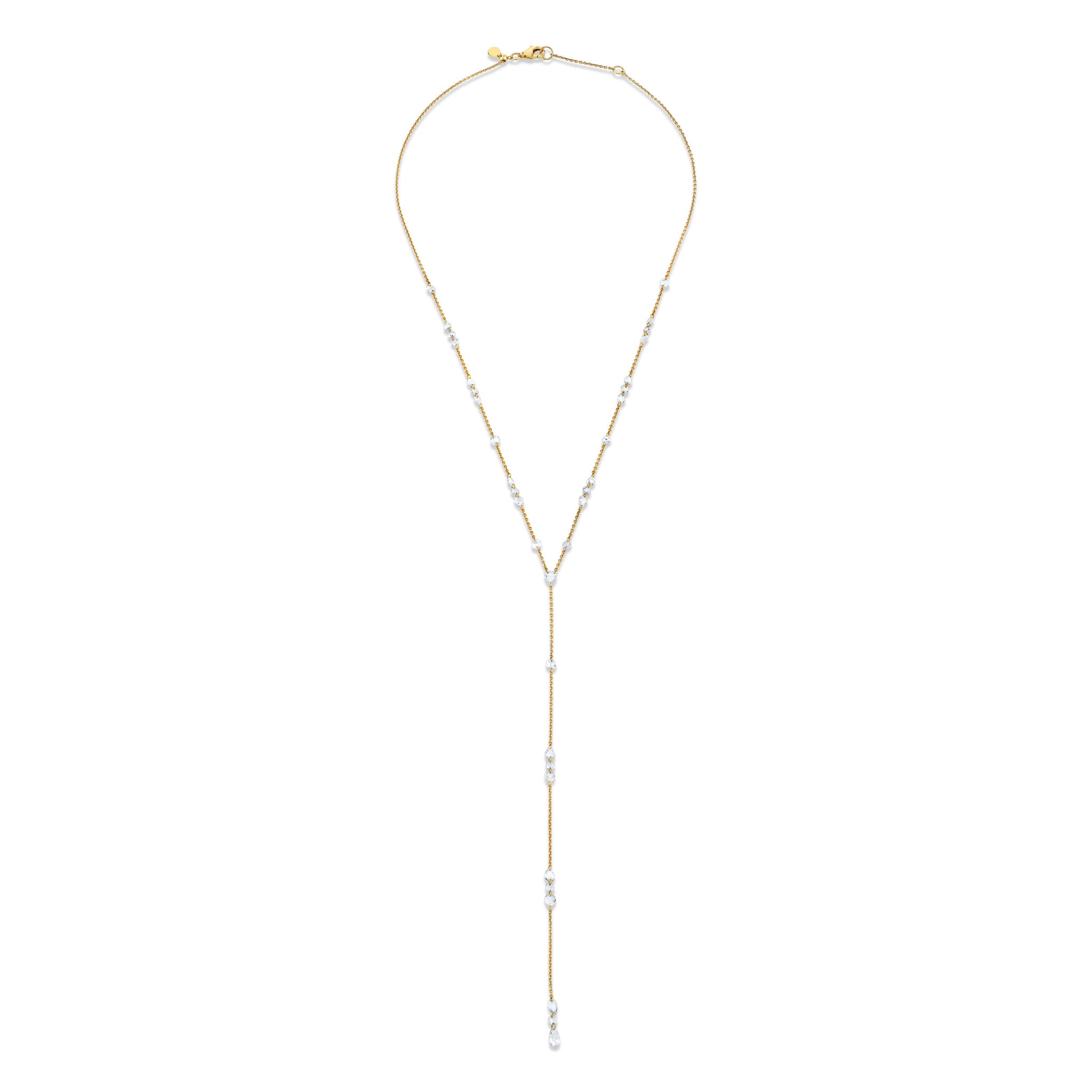 Petite Eau de Rose Cut Iris Lariat Yellow Gold   by Logan Hollowell Jewelry